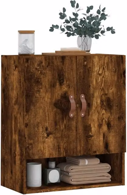 Berkfield Home Smoked Oak Wall Cabinet in Brown, W/D/H: 60 x 31 x 70 cm