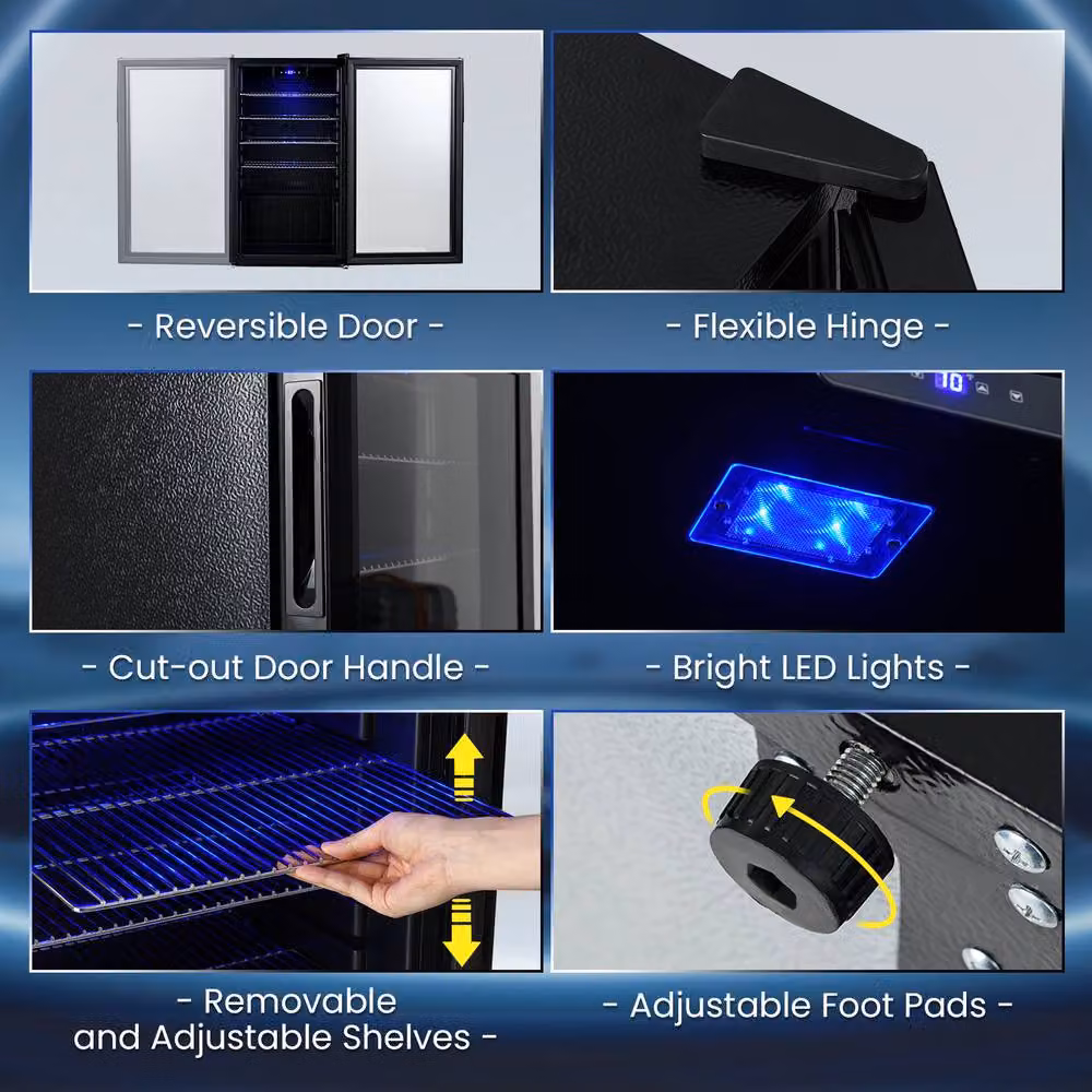 Gymax Mini Fridge Beverage Refrigerator Cooler with Compressor in Black – 7