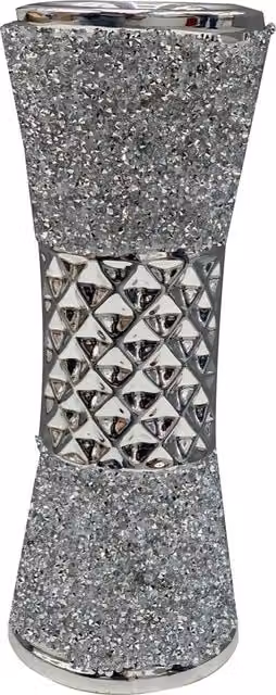 Biznest Large Geometric Ceramic Flower Vase in Silver