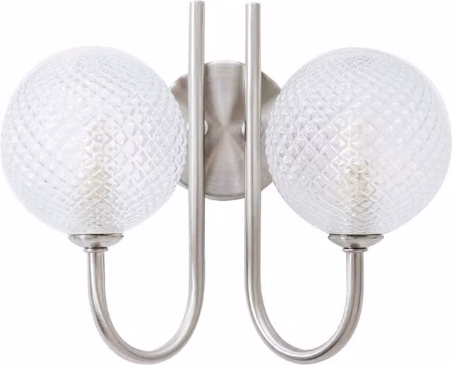 ValueLights Elle 2 Way IP44 Up and Down Bathroom Wall Light with Transparent Glass Spheres in Chrome and Silver