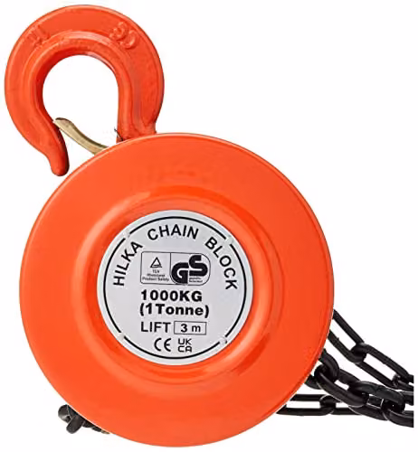 Hilka Manual Chain Hoist, 1000 kg Capacity, Orange and Red – 1