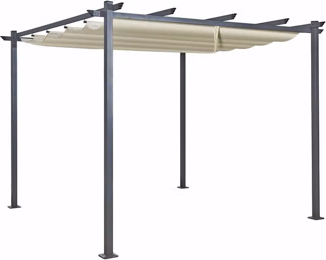 Oseasons Acorn 3m Square Steel Pergola in Creamy White