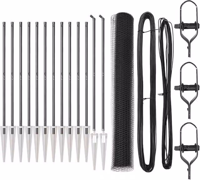 Berkfield Home Grey Steel and PVC Round In-Ground Fencing Set of 2, W: 25 m, H: 1.2 m