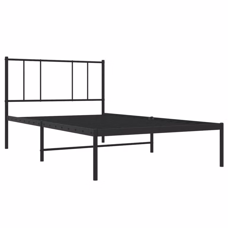 Berkfield Home Metal Bed Frame with Headboard in Black, W/D/H: 90 x 200 cm