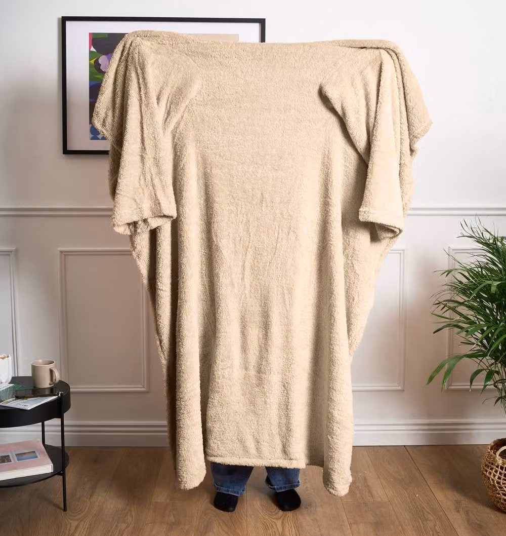 Bravich LTD Snuggle 2 In 1 Super Soft Fleece Wearable Blanket Cushion with Sleeves in Camel – 2