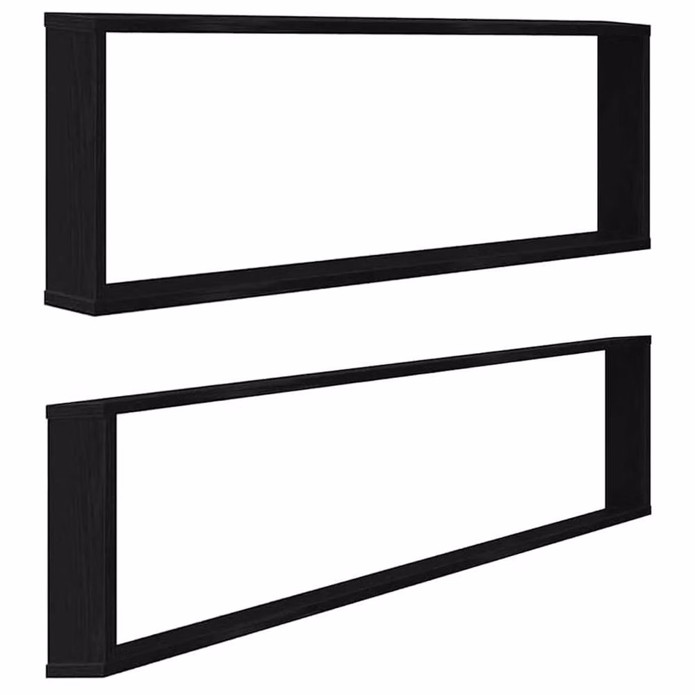 Berkfield Home Wall Mounted Cube Shelves, 2 Piece Black Oak Engineered Wood, W: 100 cm, D: 30 cm, H: 15 cm – 2
