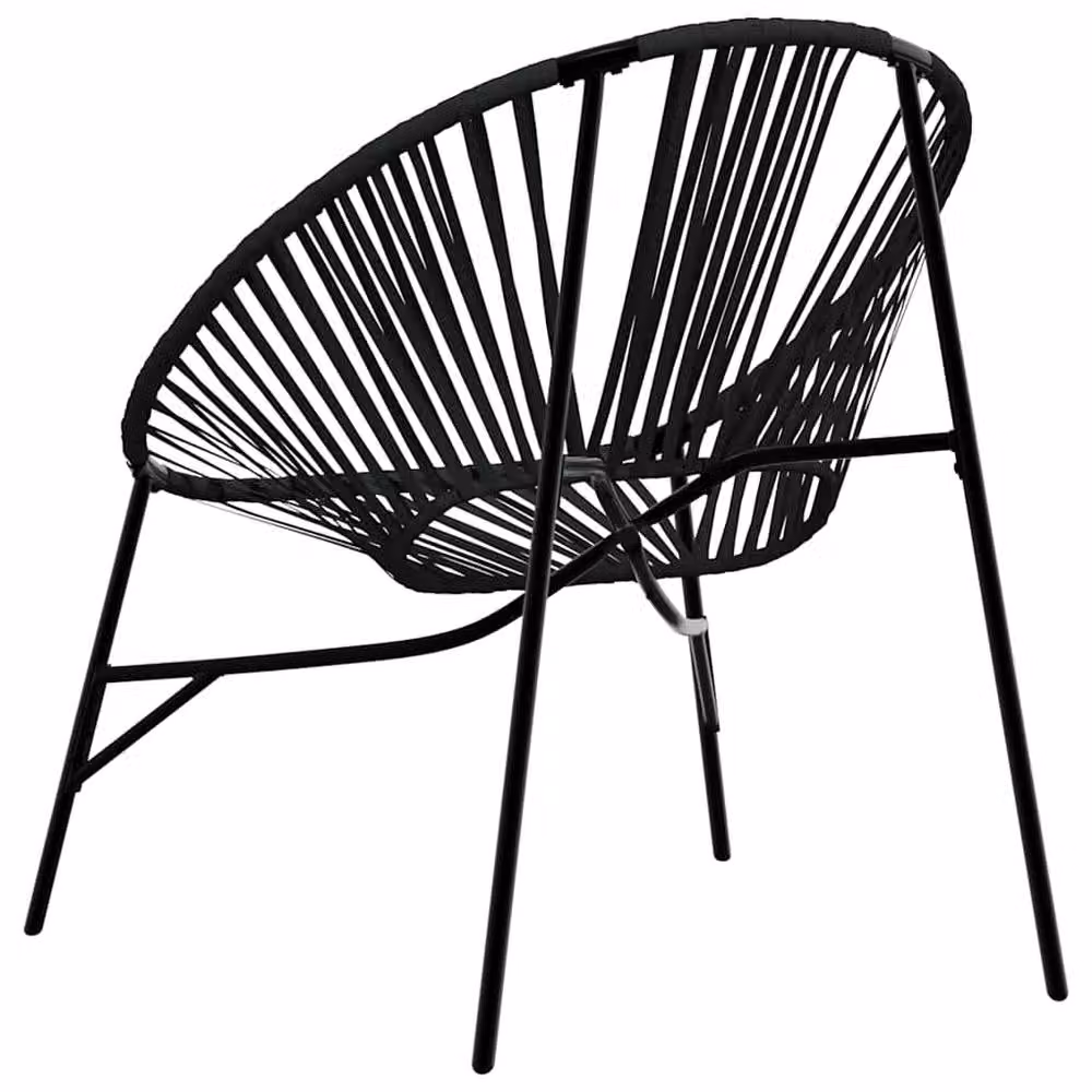 Berkfield Home Modern Black Poly Rattan Garden Egg Lounge Chair with Armrests and Powder Coated Steel Frame – 4