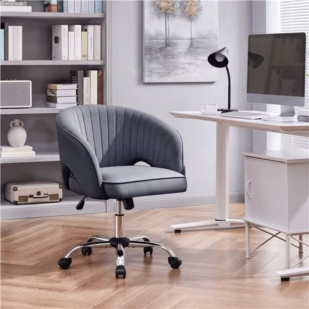 Kelvenix Modern Velvet Home Office Task Chair in Grey – 4