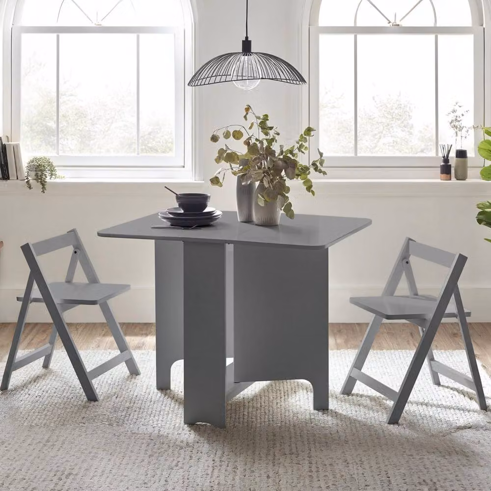 Cheshire Modern Grey Drop Leaf Gateleg Dining Table and 2 Chairs Set – 2