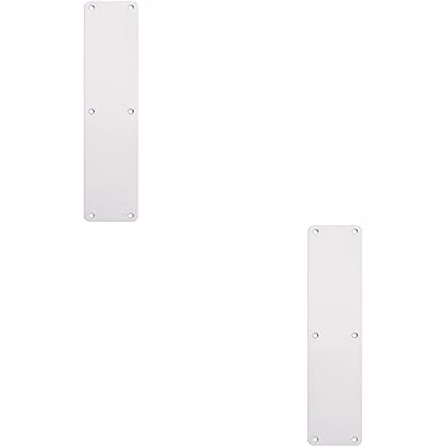 Loops 2 Pack Plain Door Finger Plate in Silver Brushed Aluminium, W: 35.0 cm, H: 7.5 cm