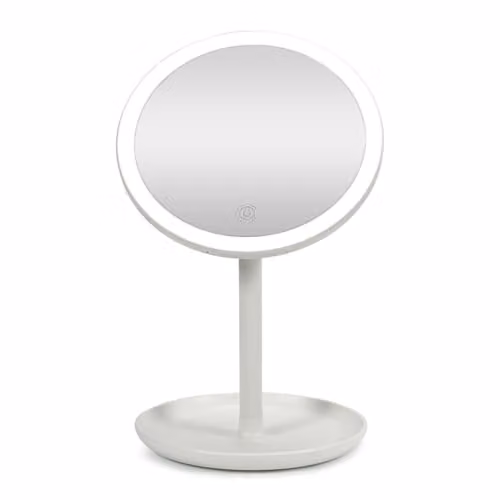ValueLights 8 Inch White LED Makeup Vanity Mirror with Trinket Tray and Built-in Bluetooth Speaker – 4