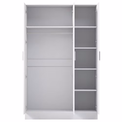 Reflect 3 Door Mirrored Wardrobe in White Gloss and Matt, H 180 x W 113 x D 47 cm – 2