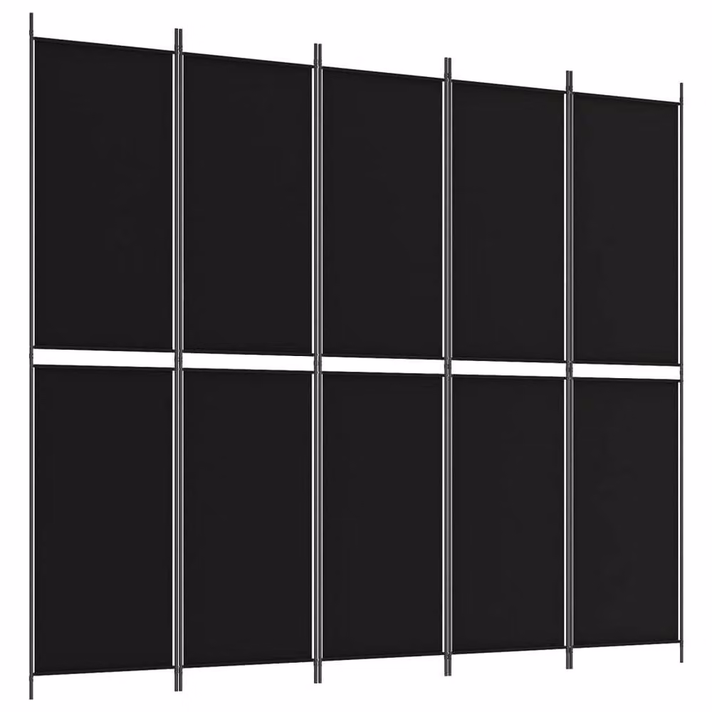 Berkfield Home 5-Panel Fabric Room Divider in Black, W/H: 250 x 220 cm – 2