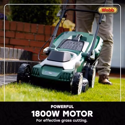 Webb Supreme WEER40RR Electric Rotary Lawnmower with Rear Roller, 1800W Motor, 40cm Cutting Width and 45L Collection Bag – 6