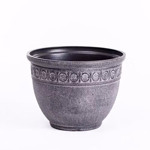 Garden Gear Athena Antique Stone Effect Mediterranean Style Planter, Grey, H 35.0 cm x W 35.0 cm x D 25.5 cm