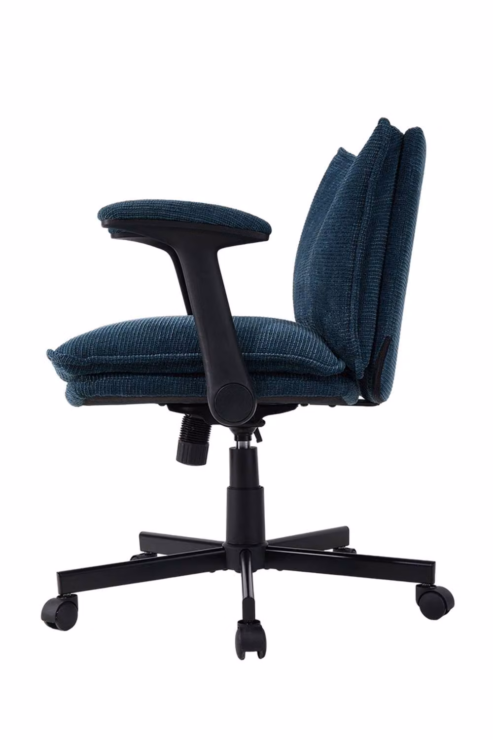 Living and Home Navy Blue Chenille Upholstered Cross Legged Office and Vanity Chair – 3