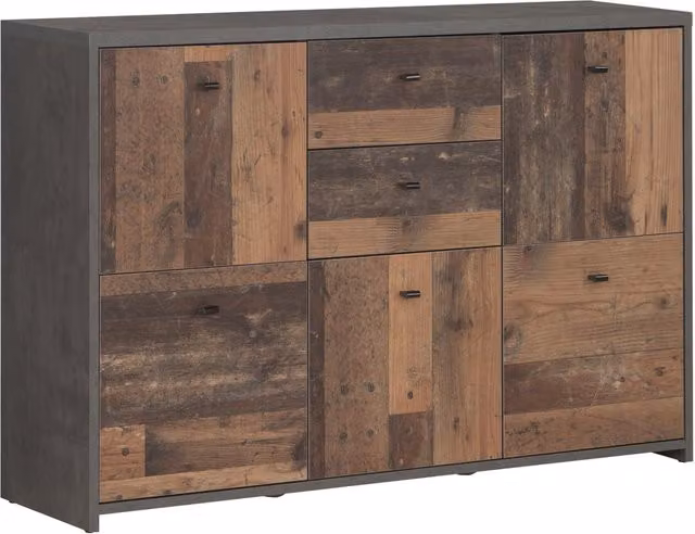 Furniture To Go Best Chest Storage Cabinet with 2 Drawers and 5 Doors in Dark Brown