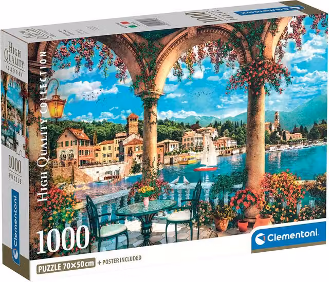 Clementoni Balcony View of Lake Como 1000 Piece Jigsaw Puzzle, Multicolour