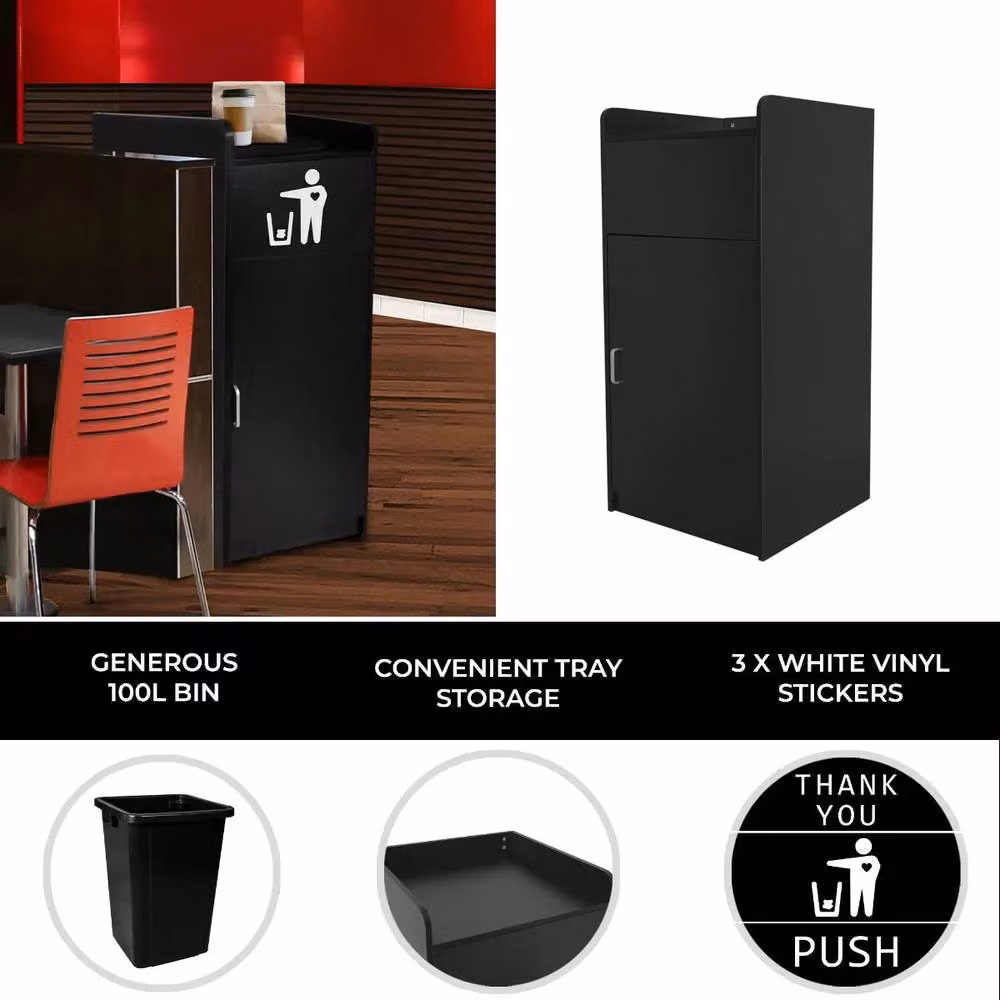 Monstershop Black Wooden Swing Litter Bin and Tray Stand – 2