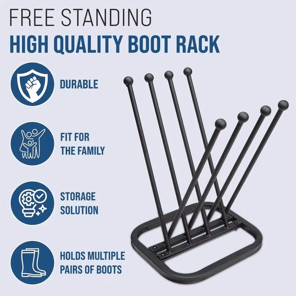 KORVIXA Black Metal 4 Pair Walking Boot Rack Stand, W: 50 cm – 3