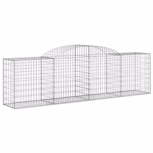vidaXL Set of 5 Arched Gabion Baskets in Silver Galvanised Steel, W: 300 cm, D: 50 cm, H: 80/100 cm