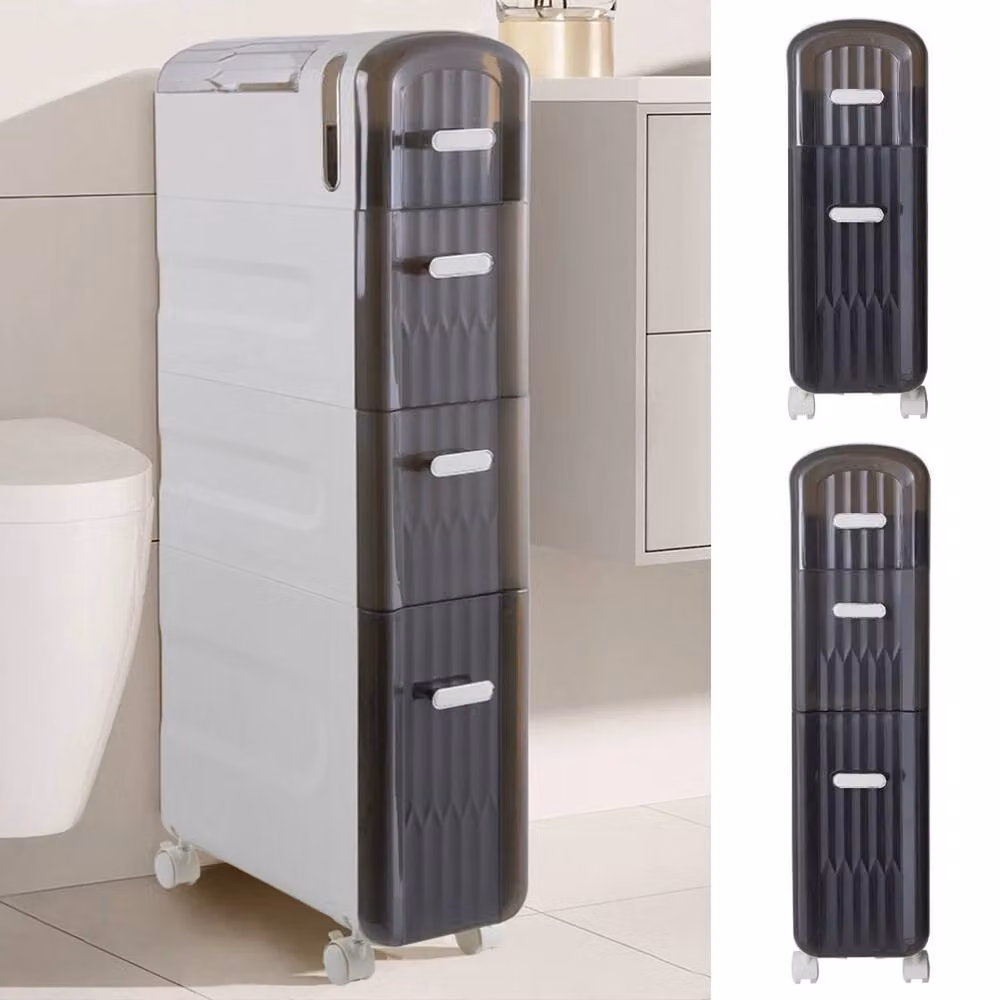 FLAVORA 4 Tier Movable Bathroom and Kitchen Storage Cabinet, Black – 2