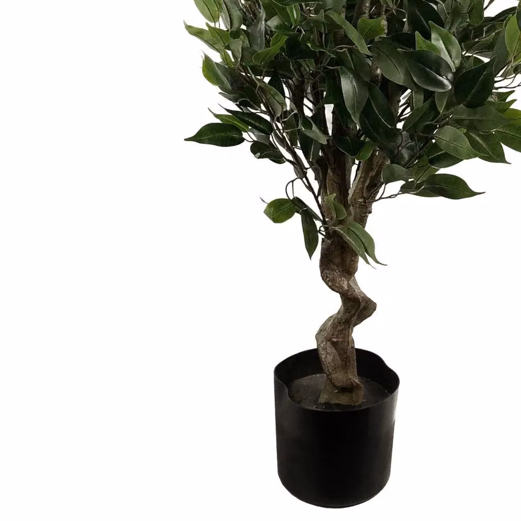 Leaf 110cm Artificial Evergreen Ficus Tree with Copper Planter in Green – 2