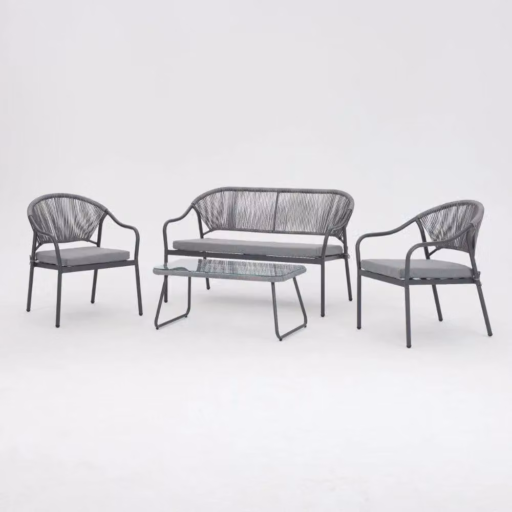 Home Detail Sona Grey Rope Garden Lounge Set – 2