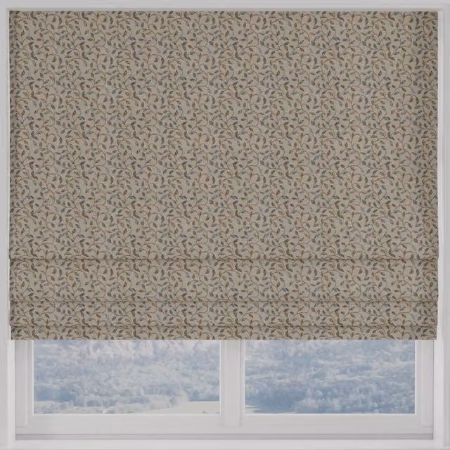Terrys Blue Floral Blackout Polyester Roman Blind