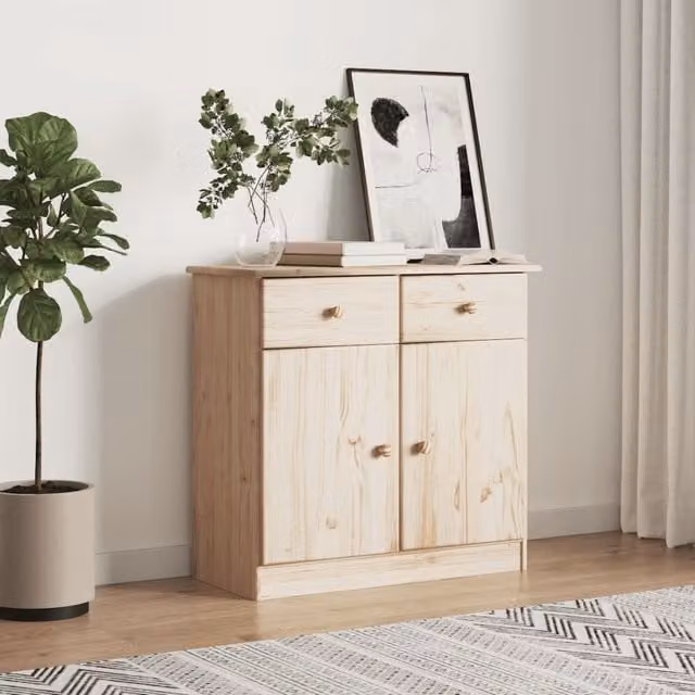 Berkfield Home ALTA Sideboard in Brown Solid Pine Wood, W/D/H: 77 x 35 x 73 cm