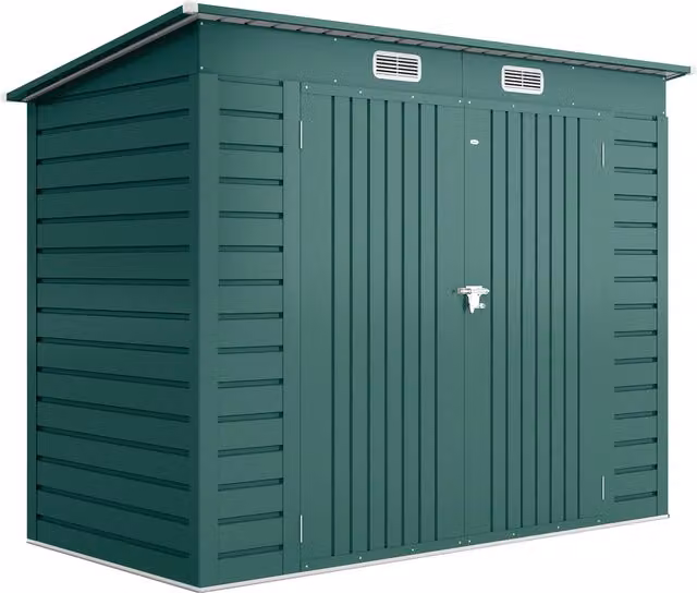 Outsunny Green Metal Pent Shed with Double Doors and 2 Vents – 1
