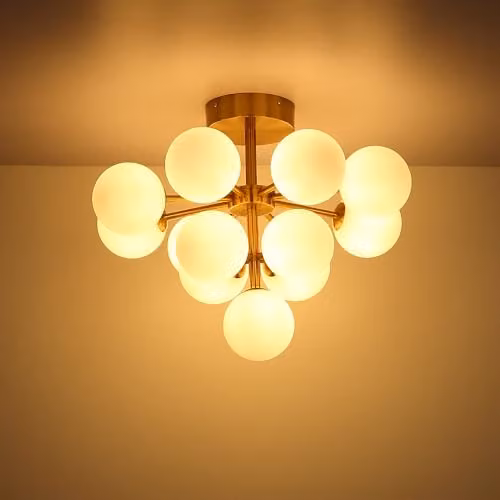 Globo Lighting Modern Gold and Glass Sphere Ceiling Light for Living Rooms, Diameter: 56 cm, 13 Bulbs – 4