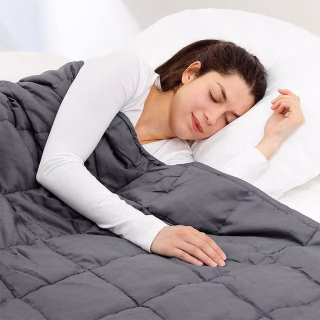 Livingandhome Breathable Cotton Weighted Blanket with Glass Beads in Grey