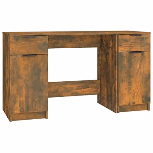 vidaXL Modern Writing Desk with Side Cabinet in Brown Oak Engineered Wood, W: 100 cm, D: 50 cm, H: 75 cm – 1