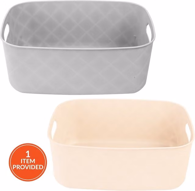 Living Solutions Beige Plastic Storage Basket, 12.5 l