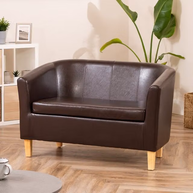 Artemis Home Meriden 2 Seat Tub Sofa in Brown Synthetic Leather