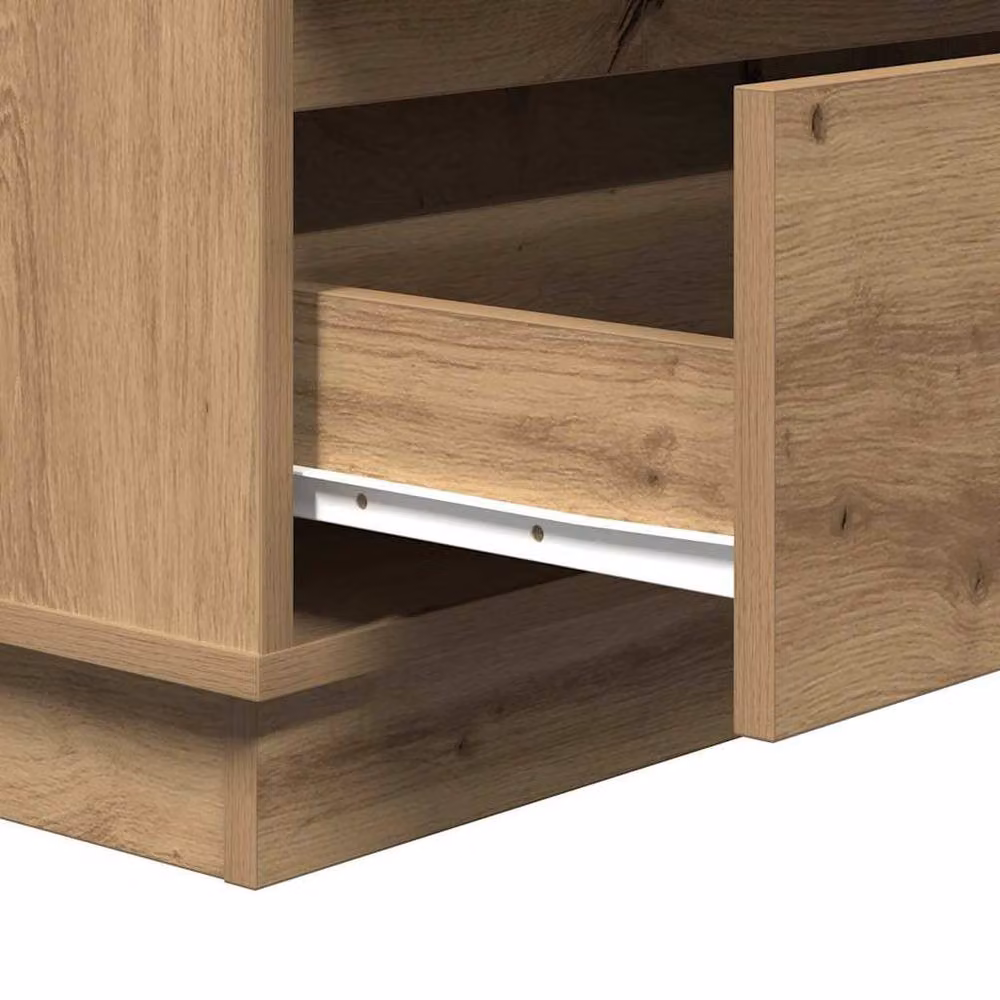 Berkfield Home Beautiful Bedside Cabinet with Integrated LED in Artisan Oak Brown, W/D/H: 34.5 x 34.5 x 75 cm – 4
