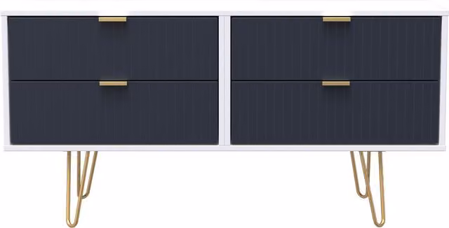 2 U Bexley 4 Drawer Bed Box in Dark Blue and Gold