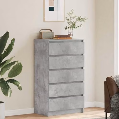 vidaXL Modern Drawer Cabinet in Concrete Grey, MDF, W: 60 cm, D: 36 cm, H: 103 cm – 2