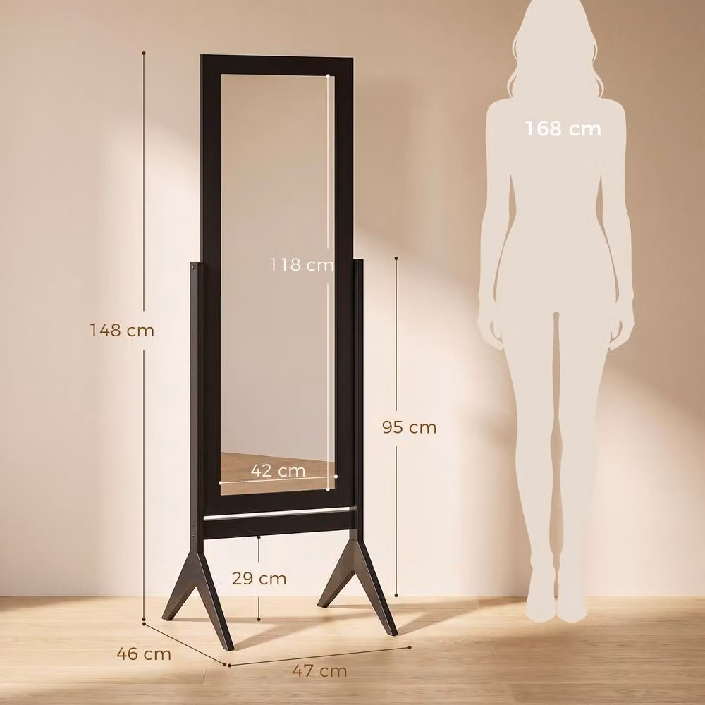 HOMCOM Black Freestanding Full Length Rectangular Mirror with Adjustable Angle – 3
