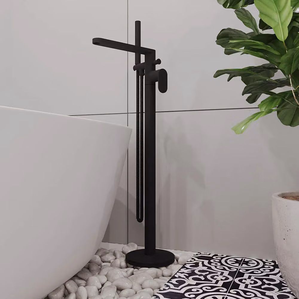 Balterley Current Round Floor Standing Shower Mixer Tap and Shower Kit in Matt Black – 2