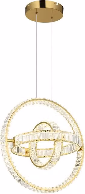Netlighting Neil Pendant Light in Gold and Transparent Crystal with 3x Dimmable LED Bulbs – 1