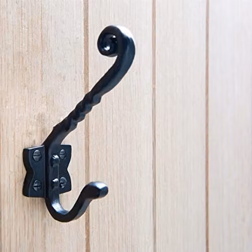 Hammer and Tongs Twisted Scroll Black Iron Hat and Coat Wall Hook, H 12.5 cm x W 4 cm – 3