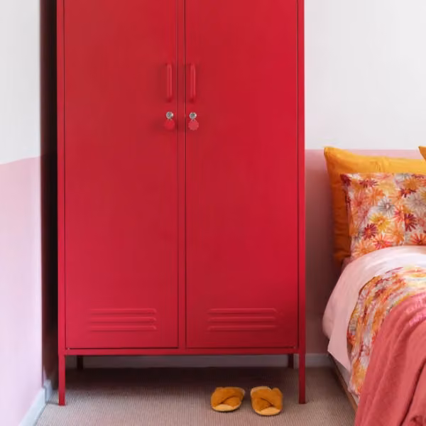 Mustard Made The Twinny Storage Locker in Poppy Red, H 183 x W 85 x D 50 cm – 3