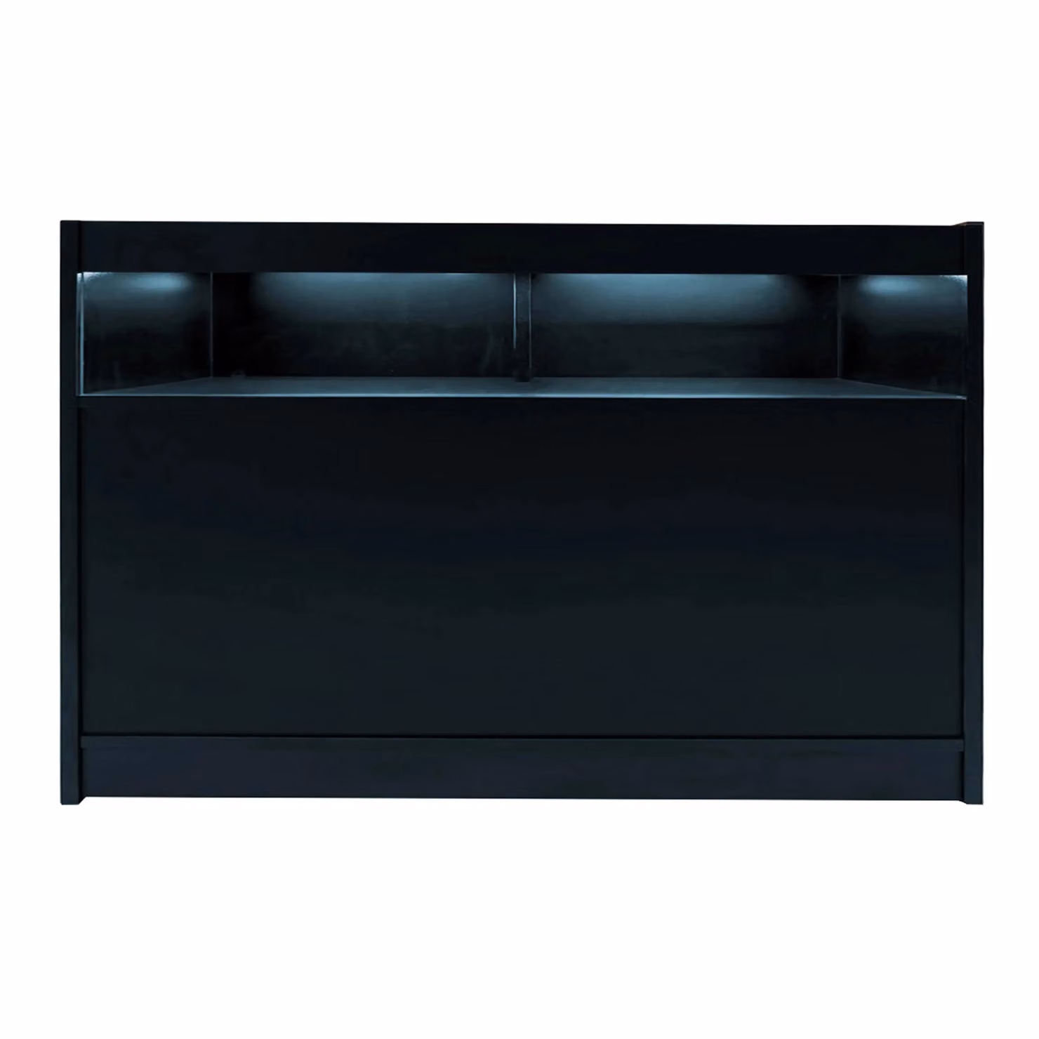 Monstershop B1500 LED Retail Shop Counter in Black with Glass Sliding Doors and Integrated Lighting – 2