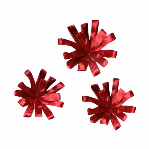 Melody Maison Set of 3 Red Floral Textile Christmas Pendant Decorations – 2