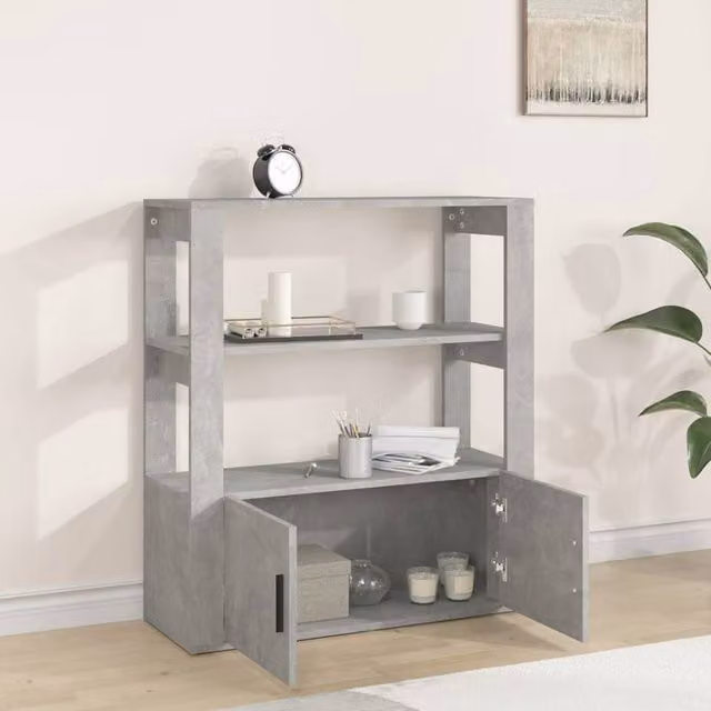 Berkfield Home Concrete Grey Sideboard in MDF, W/D/H: 80 x 30 x 90 cm