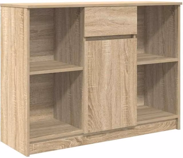 Berkfield Home Sonoma Oak Sideboard with Drawer in Brown, W: 101 cm, D: 35 cm, H: 76 cm – 1