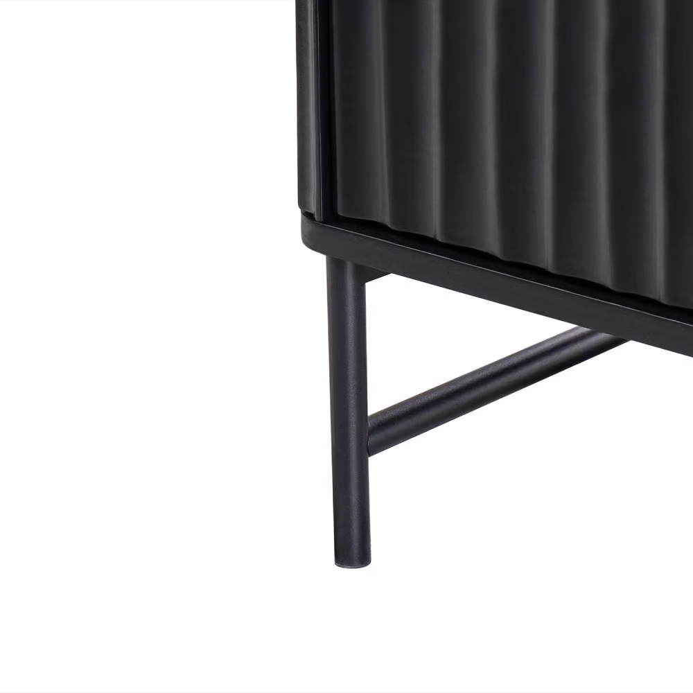 Wyld and Coco 6-Drawer Black Fluted Chest with Metal Legs – 5