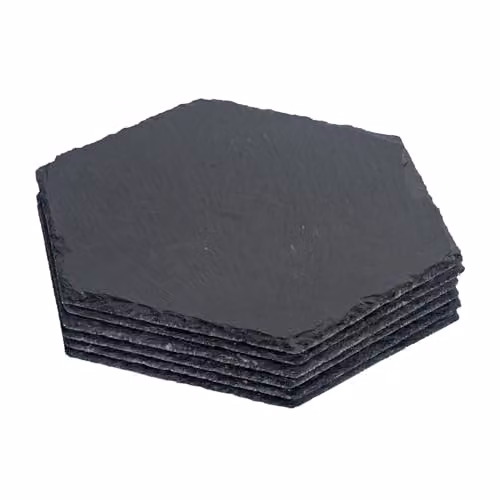 Argon Tableware Hexagon Slate Placemats, Black, Pack of 6, W: 30 cm, D: 26 cm – 1